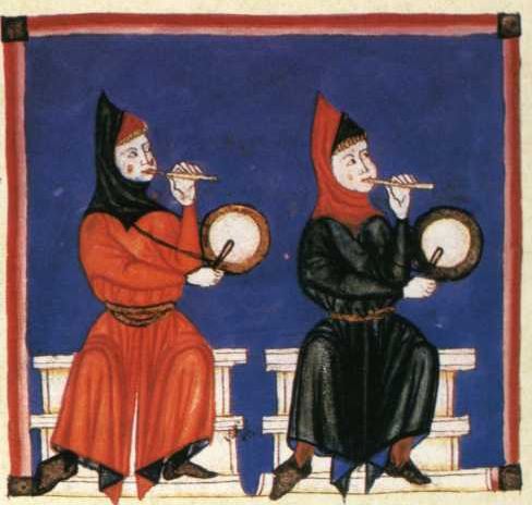 A depiction of the pipe and tabor in 1221 to 1284