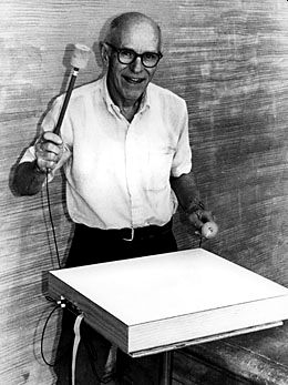 Max Mathews waving Radio-Baton