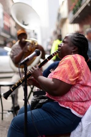 woman playing a clarinet