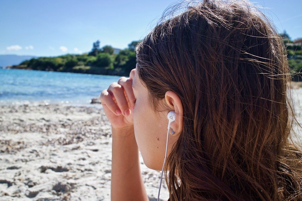 listening to music on the beach