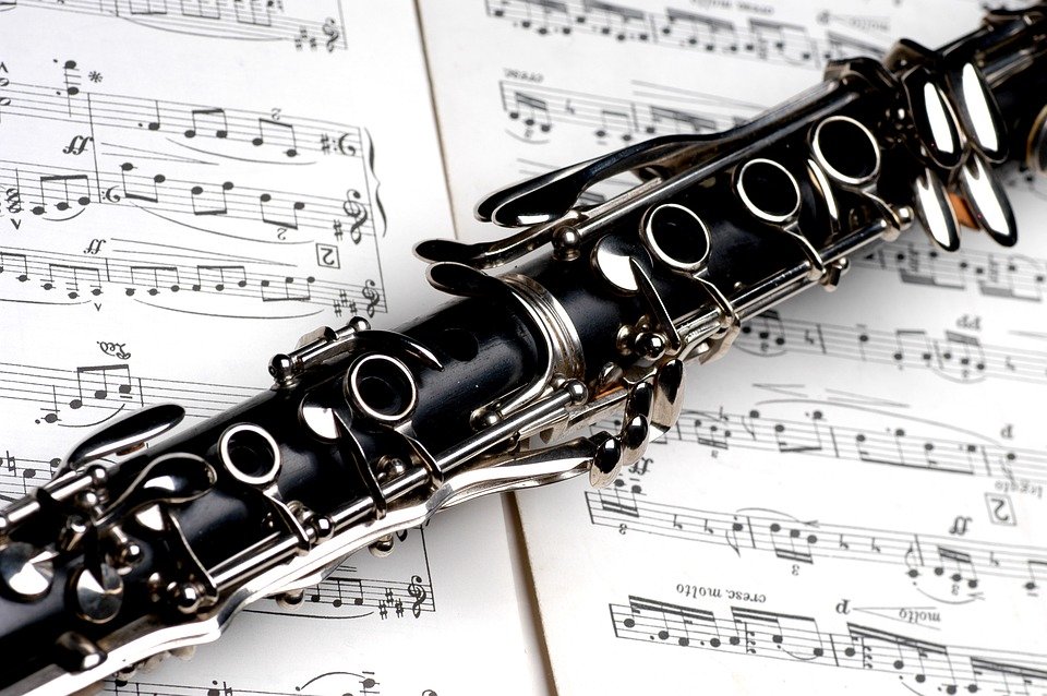 clarinet with music sheet