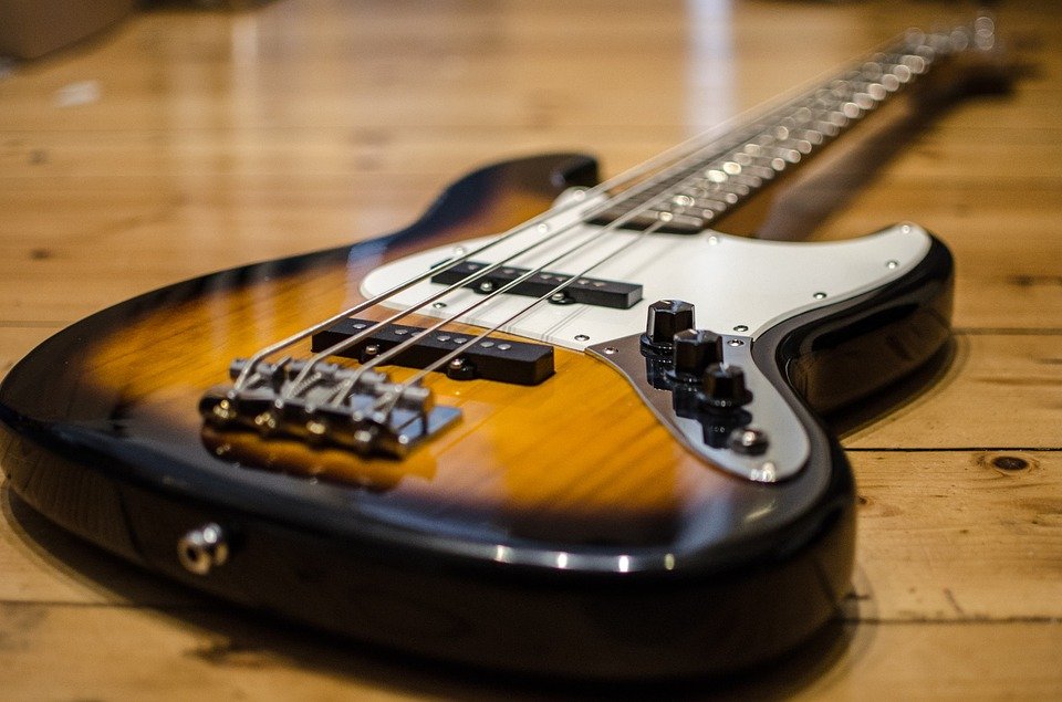 electric bass with four strings