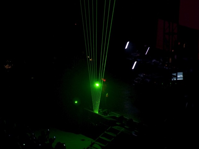 Jean Michel Jaree using the laser harp in his concert in Poland