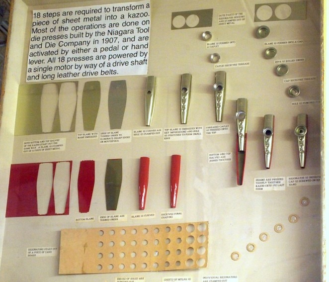 A photo of the kazoo’s manufacturing steps