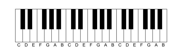 A photo of the melodica keyboard with thirty-six keys