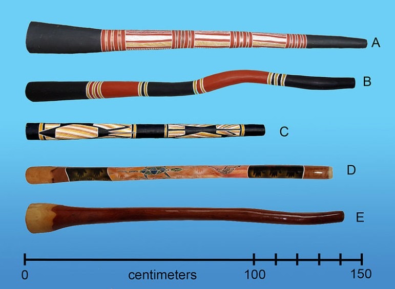 A photo of the modern didgeridoos