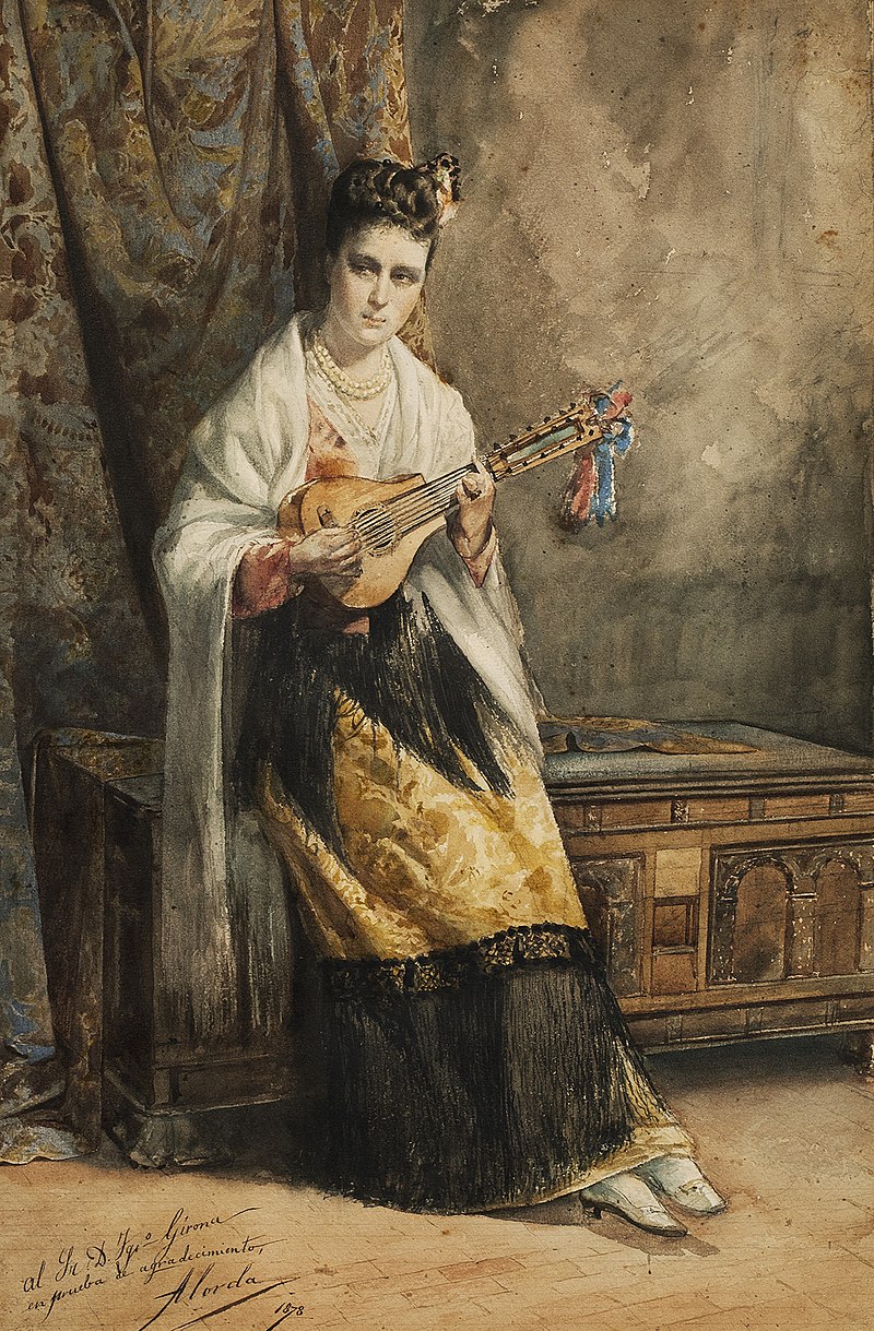 painting of a girl holding a bandurria