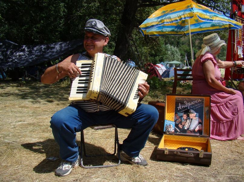 man playing an accordion